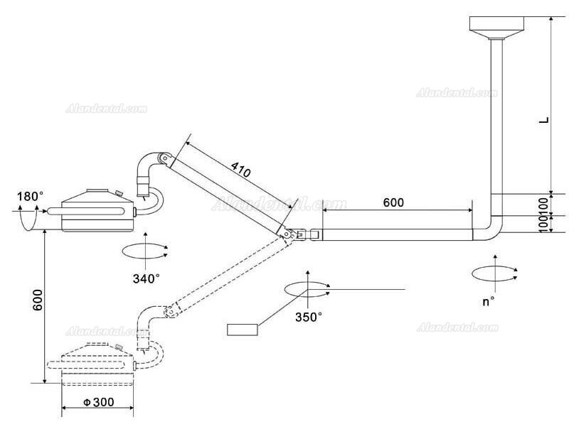 Dental 72W Ceiling Mounted Dental Light 24 Cold Light LED Shadowless Operating Lamp